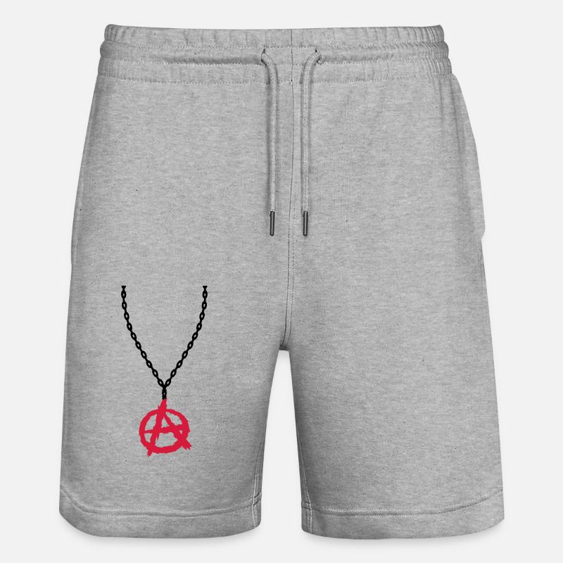 Collier bijoux symbole d'anarchie - Short de jogging bio TRAINER Stanley/Stella unisexe - gris chiné