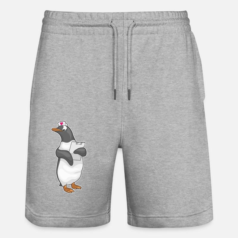 Pinguin Krankenschwester Stethoskope - Stanley/Stella Unisex Bio Joggingshorts Trainer - Grau meliert