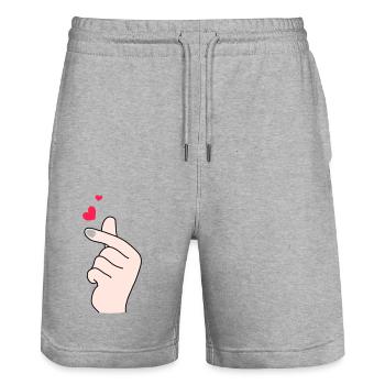 Finger hearts 2 - Stanley/Stella Trainer Unisex Organic Jogging Shorts - heather grey - Front - Nik (191cm) & Marisol (170cm)