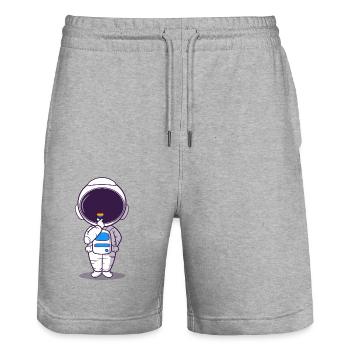 Astronaut Regenbogen Herz LGBTQ Gay Pride - Stanley/Stella Unisex Bio Joggingshorts Trainer  - Grau meliert - Vorne - Nik (191cm) & Marisol (170cm)