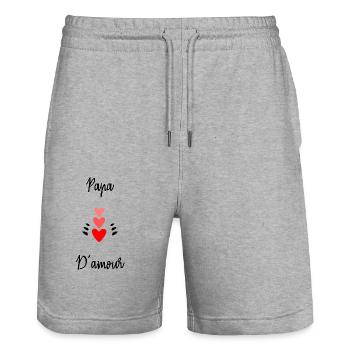 NOËL. ANNEE. ANNIVERSAIRE. RETRAITE. FÊTE DES PERE - Short de jogging bio TRAINER Stanley/Stella unisexe - gris chiné - Devant - Nik (191cm) & Marisol (170cm)