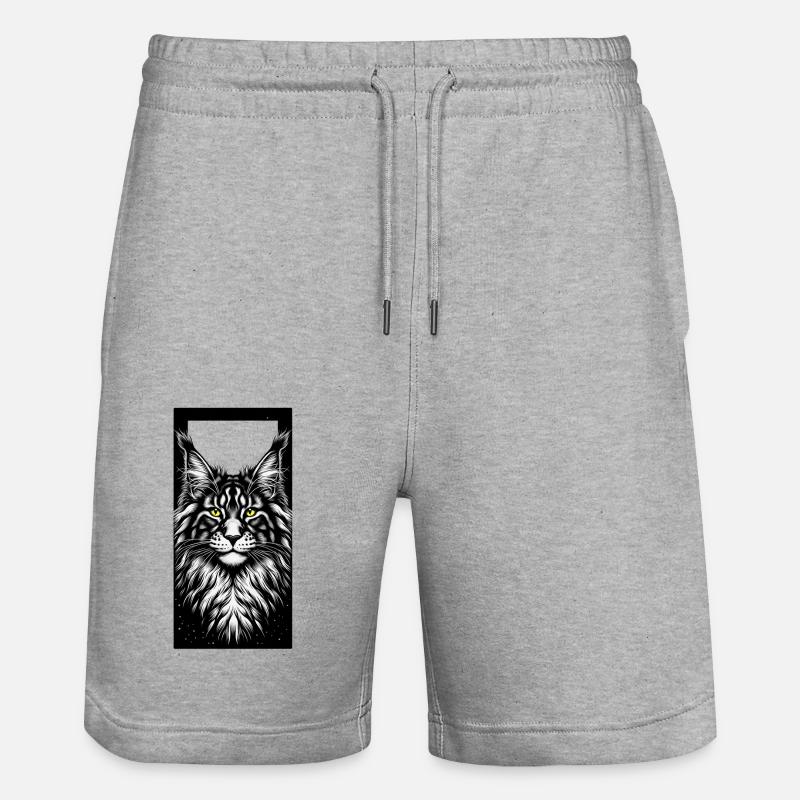 Katzengesicht - Stanley/Stella Unisex Bio Joggingshorts Trainer  - Grau meliert