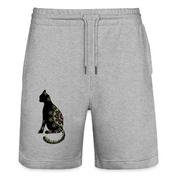 Cat - Stanley/Stella Trainer Unisex Organic Jogging Shorts - heather grey - Front - Nik (191cm) & Marisol (170cm)