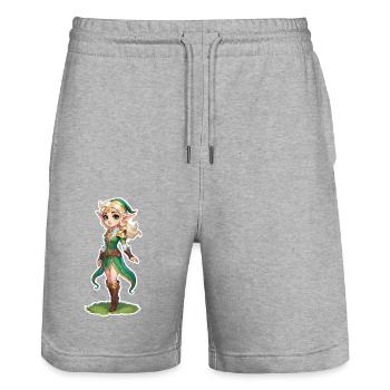 Elf Fantasy Illustration - Stanley/Stella Unisex Bio Joggingshorts Trainer  - Grau meliert - Vorne - Nik (191cm) & Marisol (170cm)