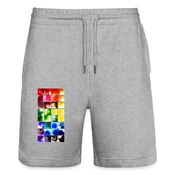 water colour - Stanley/Stella Trainer Unisex Organic Jogging Shorts - heather grey - Front - Nik (191cm) & Marisol (170cm)