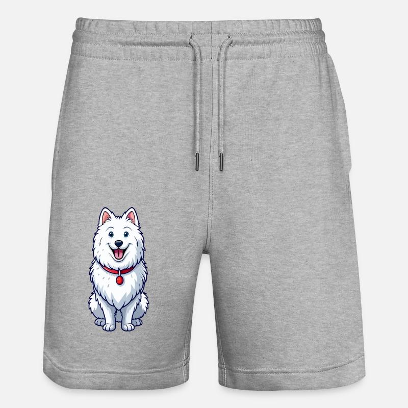 Joyeux Samoyède souriant - Short de jogging bio TRAINER Stanley/Stella unisexe - gris chiné