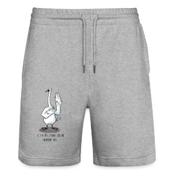 Cygne qui ne trompent pas - Short de jogging bio TRAINER Stanley/Stella unisexe - gris chiné - Devant - Nik (191cm) & Marisol (170cm)