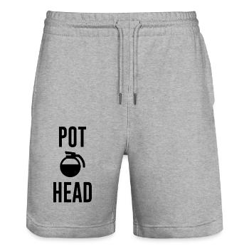 Café Collègue de bureau Humour Pot Head - Short de jogging bio TRAINER Stanley/Stella unisexe - gris chiné - Devant - Nik (191cm) & Marisol (170cm)