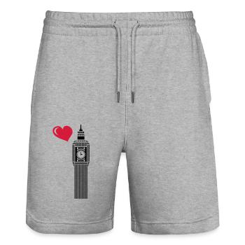 Big Ben, mon amour - Short de jogging bio TRAINER Stanley/Stella unisexe - gris chiné - Devant - Nik (191cm) & Marisol (170cm)