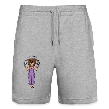 Sternzeichen Waage / Astrologie Cartoon - Stanley/Stella Unisex Bio Joggingshorts Trainer  - Grau meliert - Vorne - Nik (191cm) & Marisol (170cm)