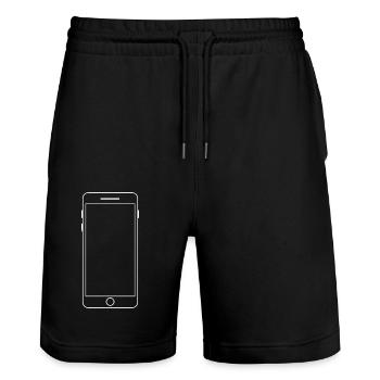 Telefon - Stanley/Stella Unisex Bio Joggingshorts Trainer  - Schwarz - Vorne - Nik (191cm) & Marisol (170cm)