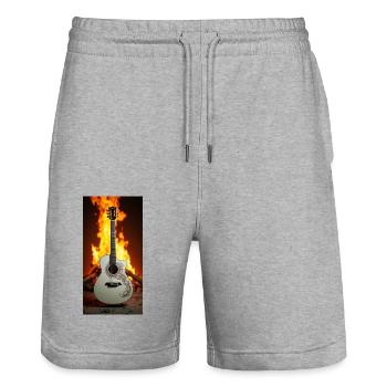 Guitar in front of fire - Stanley/Stella Trainer Unisex Organic Jogging Shorts - heather grey - Front - Nik (191cm) & Marisol (170cm)