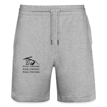Ski fahren, Anfänger, Pizza Pommes - Stanley/Stella Unisex Bio Joggingshorts Trainer  - Grau meliert - Vorne - Nik (191cm) & Marisol (170cm)