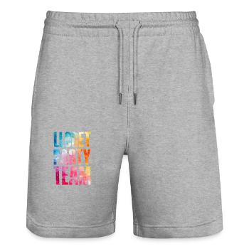 Lloret De Mar Party Team Colorful - Stanley/Stella Trainer Unisex Organic Jogging Shorts - heather grey - Front - Nik (191cm) & Marisol (170cm)