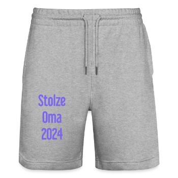 Proud Grandma 2024 – Perfect for New Grandmas - Stanley/Stella Trainer Unisex Organic Jogging Shorts - heather grey - Front - Nik (191cm) & Marisol (170cm)