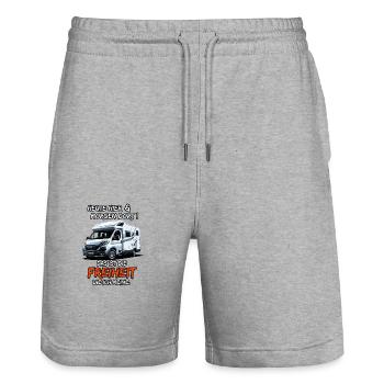 Heute hier & morgen dort, das ist die Freiheit ... - Stanley/Stella Unisex Bio Joggingshorts Trainer  - Grau meliert - Vorne - Nik (191cm) & Marisol (170cm)