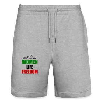 Women life freedom - Short de jogging bio TRAINER Stanley/Stella unisexe - gris chiné - Devant - Nik (191cm) & Marisol (170cm)