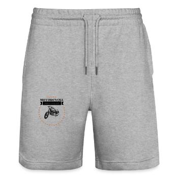 Une profonde passion pour la moto - Short de jogging bio TRAINER Stanley/Stella unisexe - gris chiné - Devant - Nik (191cm) & Marisol (170cm)