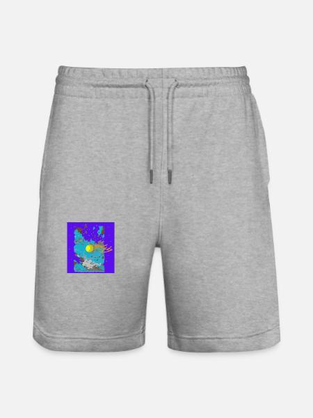 Sky Motif Purple - Stanley/Stella Trainer Unisex Organic Jogging Shorts - heather grey