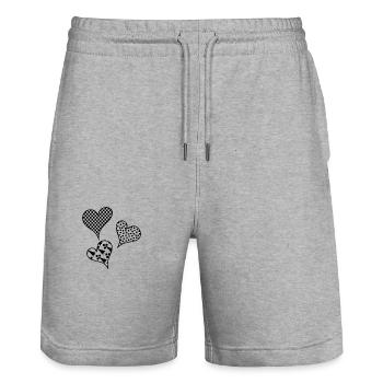 Herze in Schwarz Weiß - Stanley/Stella Unisex Bio Joggingshorts Trainer  - Grau meliert - Vorne - Nik (191cm) & Marisol (170cm)