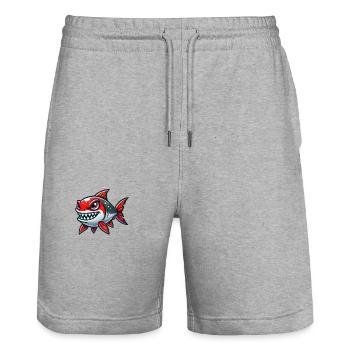 Piranhas - Short de jogging bio TRAINER Stanley/Stella unisexe - gris chiné - Devant - Nik (191cm) & Marisol (170cm)