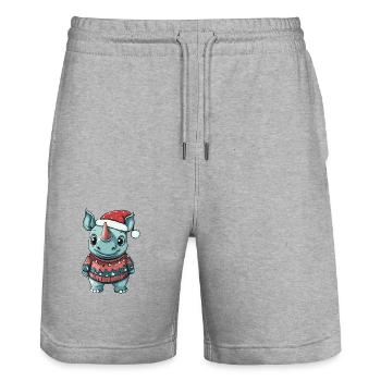 Bande dessinée de Noël Rhino - Short de jogging bio TRAINER Stanley/Stella unisexe - gris chiné - Devant - Nik (191cm) & Marisol (170cm)