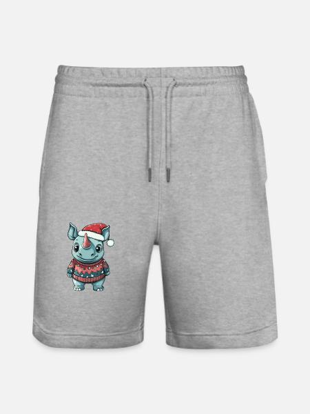 Rhino Christmas Comic - Stanley/Stella Trainer Unisex Organic Jogging Shorts - heather grey