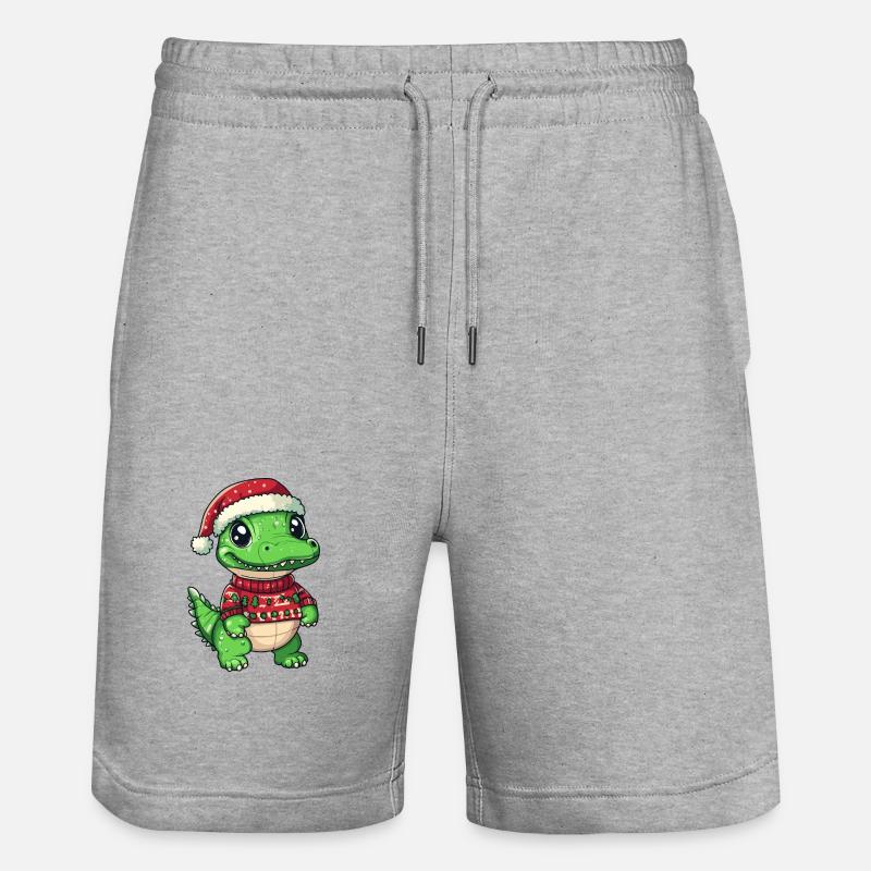 Alligator Weihnachten Comic - Stanley/Stella Unisex Bio Joggingshorts Trainer  - Grau meliert