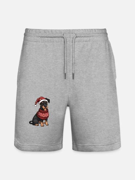 Doberman Dog Christmas Comic - Stanley/Stella Trainer Unisex Organic Jogging Shorts - heather grey