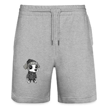 Whippet Hund Winter - Stanley/Stella Unisex Bio Joggingshorts Trainer  - Grau meliert - Vorne - Nik (191cm) & Marisol (170cm)