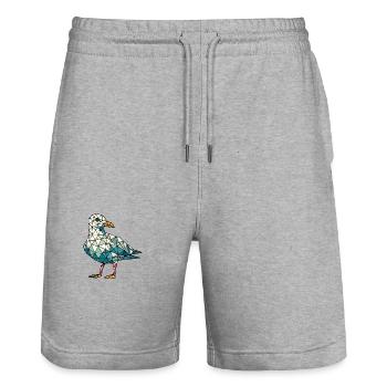 Comic Nordsee Hamburg Polygon Möwe Vogel Küste - Stanley/Stella Unisex Bio Joggingshorts Trainer  - Grau meliert - Vorne - Nik (191cm) & Marisol (170cm)