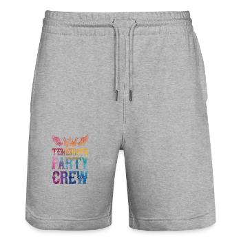 Teneriffa Party Crew Spruch - Stanley/Stella Unisex Bio Joggingshorts Trainer  - Grau meliert - Vorne - Nik (191cm) & Marisol (170cm)