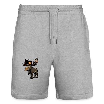 Elch Comic Krone - Stanley/Stella Unisex Bio Joggingshorts Trainer  - Grau meliert - Vorne - Nik (191cm) & Marisol (170cm)