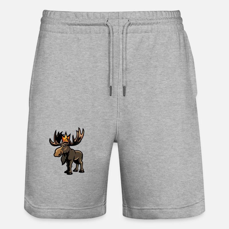 Moose Comic Crown - Stanley/Stella Trainer Unisex Organic Jogging Shorts - heather grey