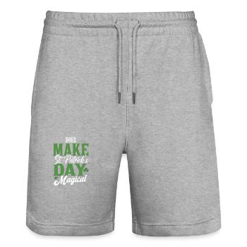 Dogs Make St Patricks Day Magical Fun - Stanley/Stella Trainer Unisex Organic Jogging Shorts - heather grey - Front - Nik (191cm) & Marisol (170cm)