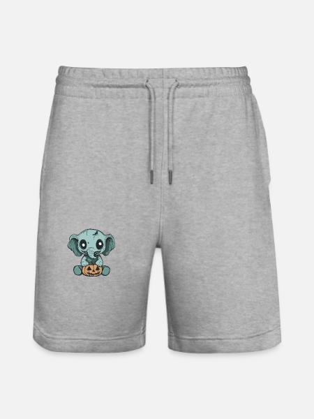 Elephant Halloween Funny Zombie - Stanley/Stella Trainer Unisex Organic Jogging Shorts - heather grey