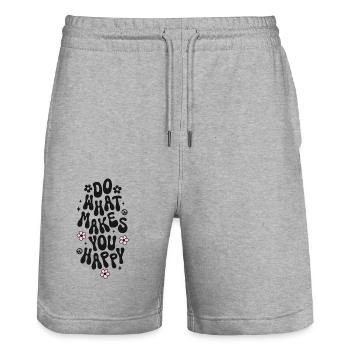Do what makes you happy Spruch Trendy Retro Peace - Stanley/Stella Unisex Bio Joggingshorts Trainer  - Grau meliert - Vorne - Nik (191cm) & Marisol (170cm)