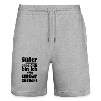Süßer, Liebe, Paar, verliebt, lustig, Geschenk - Stanley/Stella Unisex Bio Joggingshorts Trainer  - Grau meliert - Vorne - Nik (191cm) & Marisol (170cm)