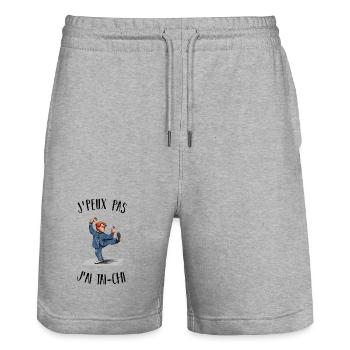 I can't I have Tai Chi - Stanley/Stella Trainer Unisex Organic Jogging Shorts - heather grey - Front - Nik (191cm) & Marisol (170cm)