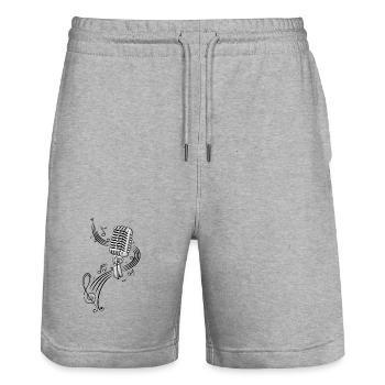 Microphone Microphone Micro music clef - Stanley/Stella Trainer Unisex Organic Jogging Shorts - heather grey - Front - Nik (191cm) & Marisol (170cm)