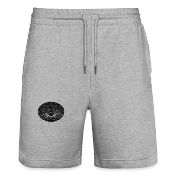 Vortex Grid Wormhole - Stanley/Stella Trainer Unisex Organic Jogging Shorts - heather grey - Front - Nik (191cm) & Marisol (170cm)