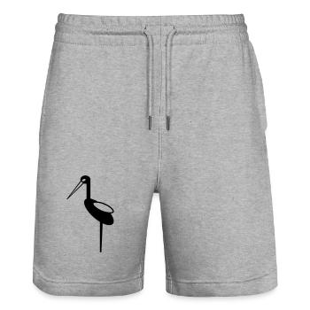 Cigogne, sage-femme, motif sage-femme - Short de jogging bio TRAINER Stanley/Stella unisexe - gris chiné - Devant - Nik (191cm) & Marisol (170cm)