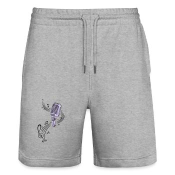 Mikrofon Musik Retro Mic - Stanley/Stella Unisex Bio Joggingshorts Trainer  - Grau meliert - Vorne - Nik (191cm) & Marisol (170cm)