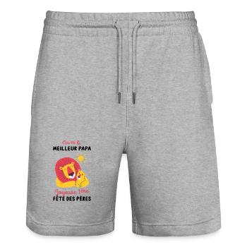 Body bébé meilleur papa première fête des pères - Short de jogging bio TRAINER Stanley/Stella unisexe - gris chiné - Devant - Nik (191cm) & Marisol (170cm)