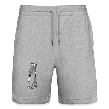 Windhund Mama mit Welpe I Whippet Hund - Stanley/Stella Unisex Bio Joggingshorts Trainer  - Grau meliert - Vorne - Nik (191cm) & Marisol (170cm)