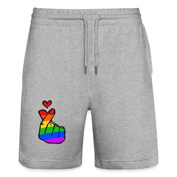 Regenbogen Herz Liebe Frieden Leidenschaft - Stanley/Stella Unisex Bio Joggingshorts Trainer  - Grau meliert - Vorne - Nik (191cm) & Marisol (170cm)