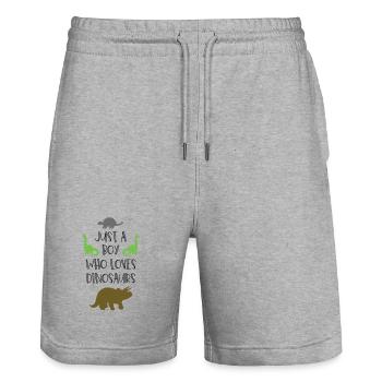 Just A Boy Who Loves Dinosaurs - Stanley/Stella Trainer Unisex Organic Jogging Shorts - heather grey - Front - Nik (191cm) & Marisol (170cm)