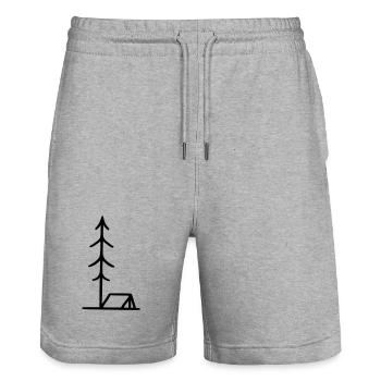 Camping - Zelt - Stanley/Stella Unisex Bio Joggingshorts Trainer  - Grau meliert - Vorne - Nik (191cm) & Marisol (170cm)