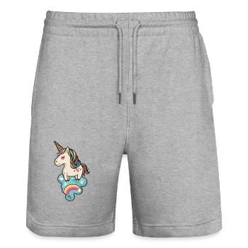 Pastel Unicorn Rainbow Dream - Stanley/Stella Trainer Unisex Organic Jogging Shorts - heather grey - Front - Nik (191cm) & Marisol (170cm)
