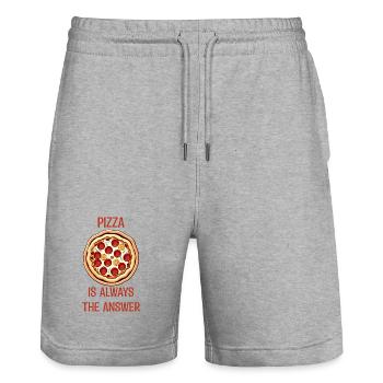 PIZZA est toujours la réponse - Short de jogging bio TRAINER Stanley/Stella unisexe - gris chiné - Devant - Nik (191cm) & Marisol (170cm)